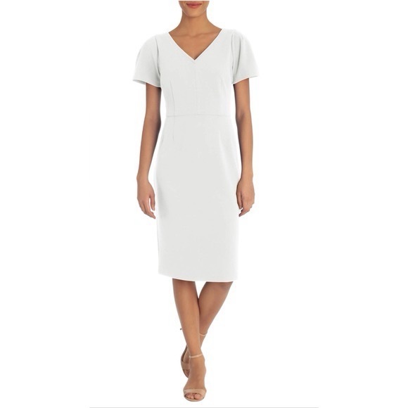 Maggy London Dresses & Skirts - NEW Maggy London Short Sleeve Crepe Midi Dress, White/Ivory Size 14 New w/o Tag